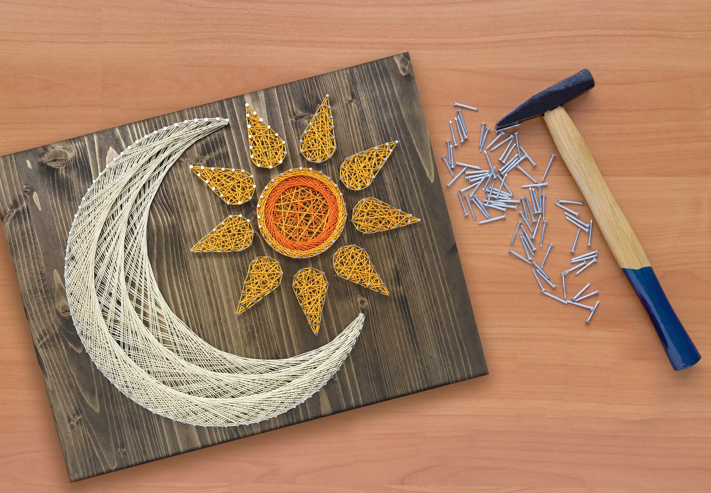 Stained Wood Pouring Wine String Art Kit