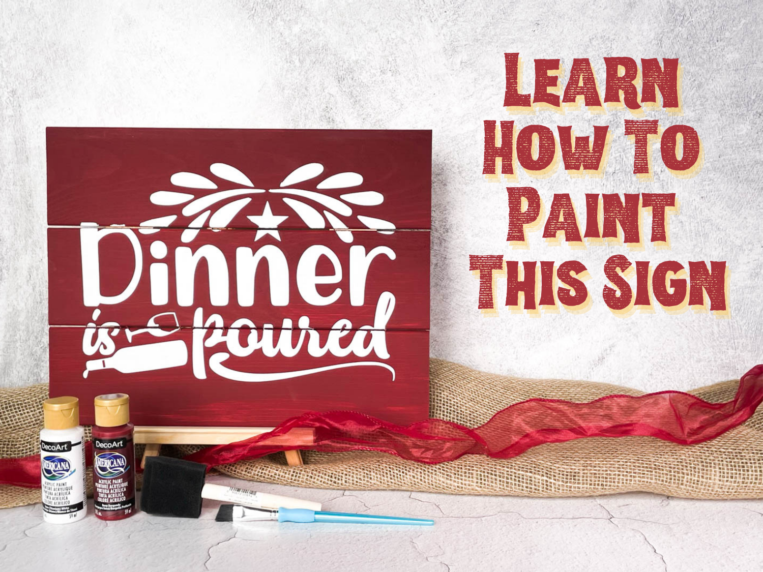 Dinner is Poured Paint Sign
