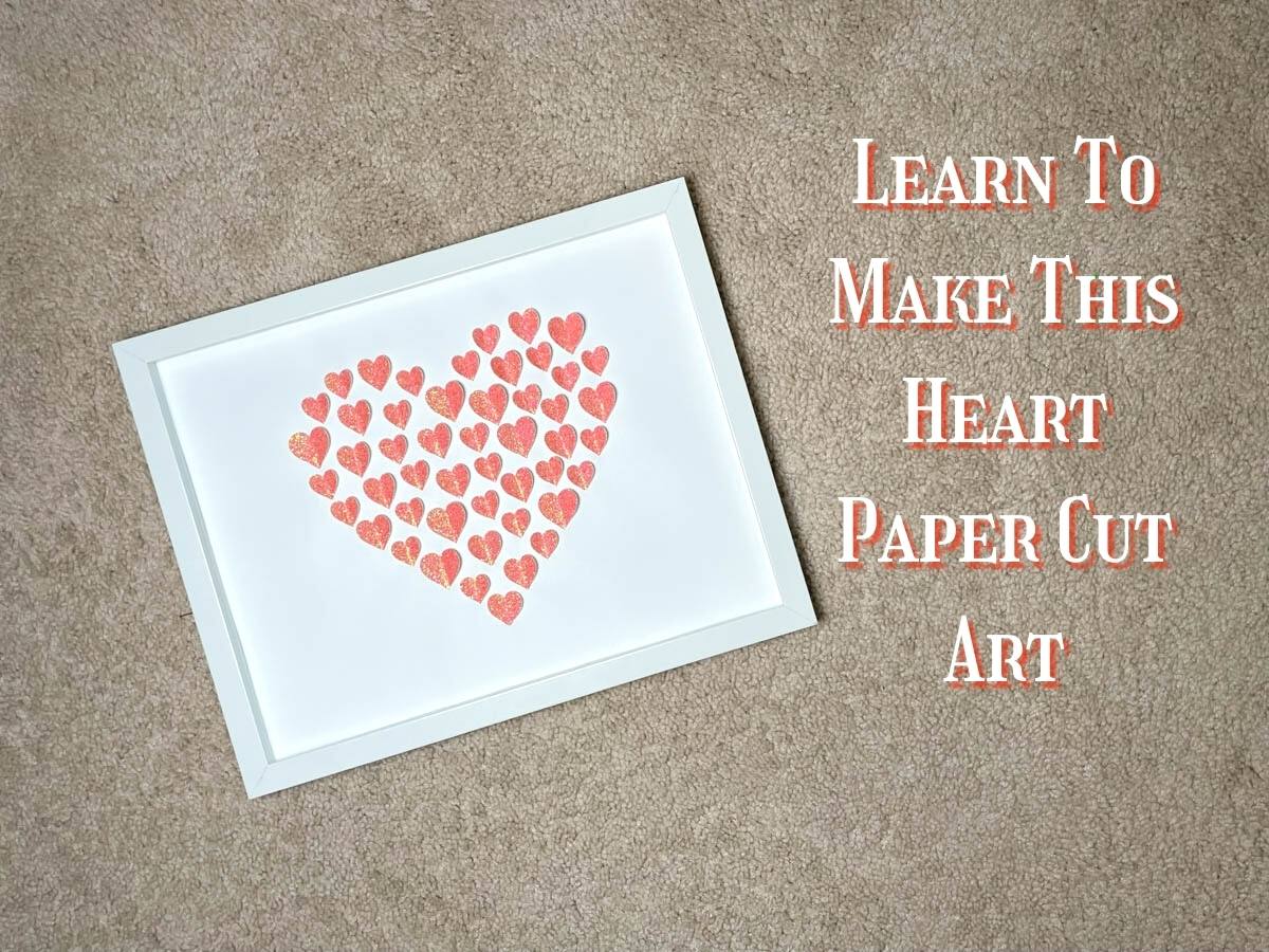 Pink Heart Paper Cut Art