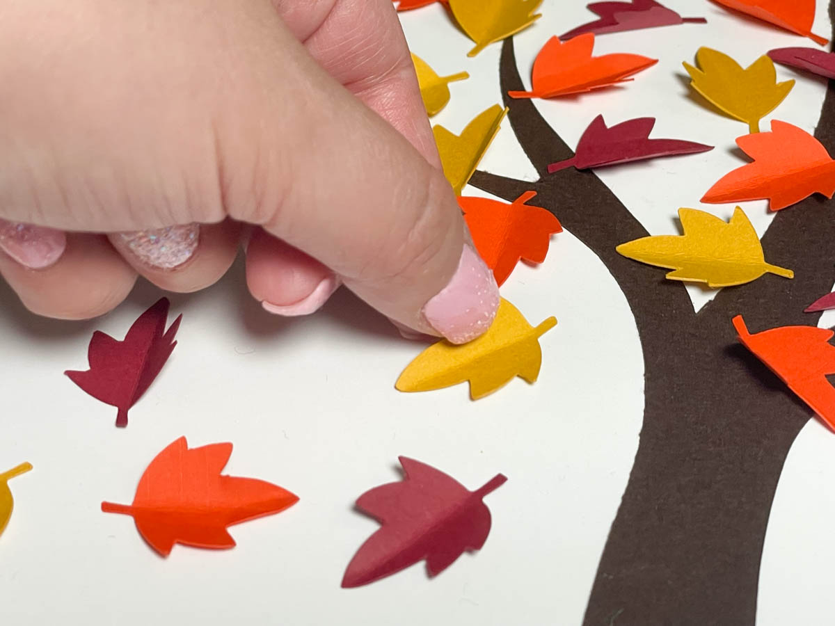 Gluing Autumn Tree Paper Cut Art