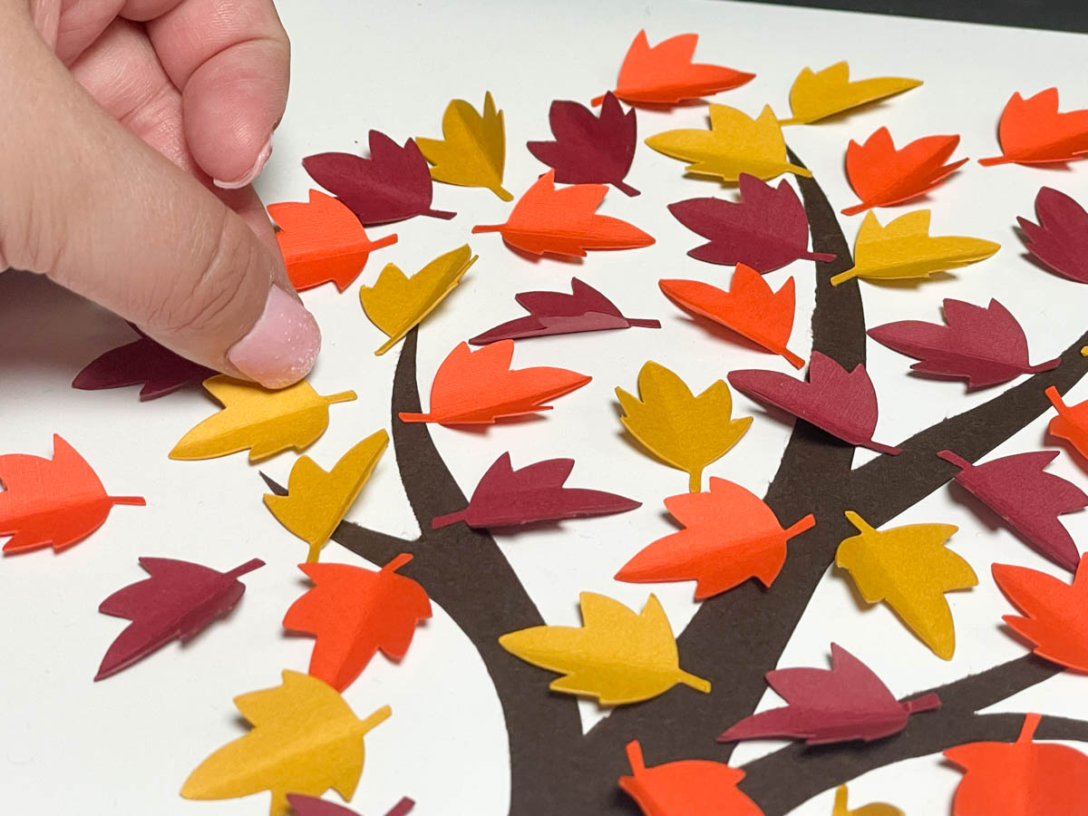 Gluing Autumn Tree Paper Cut Art