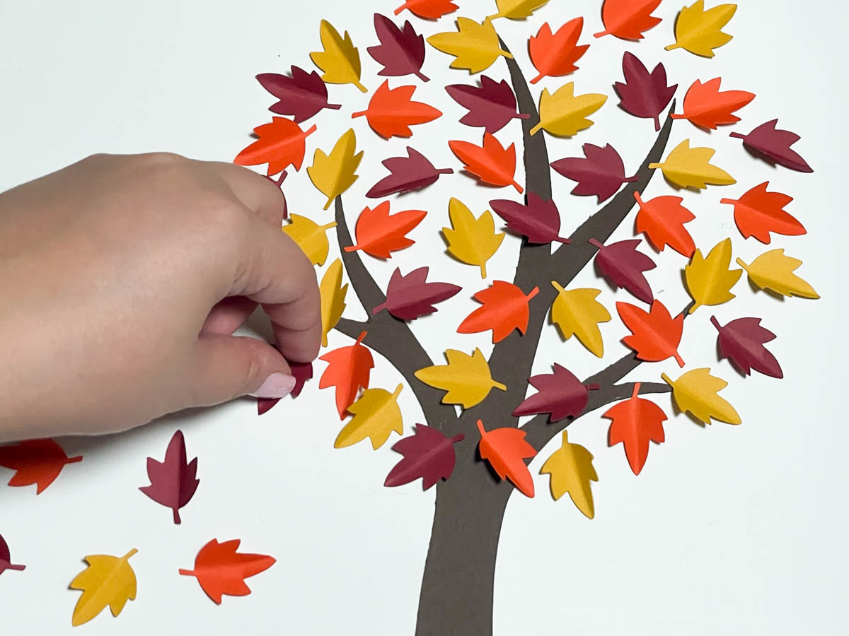 Gluing Autumn Tree Paper Cut Art